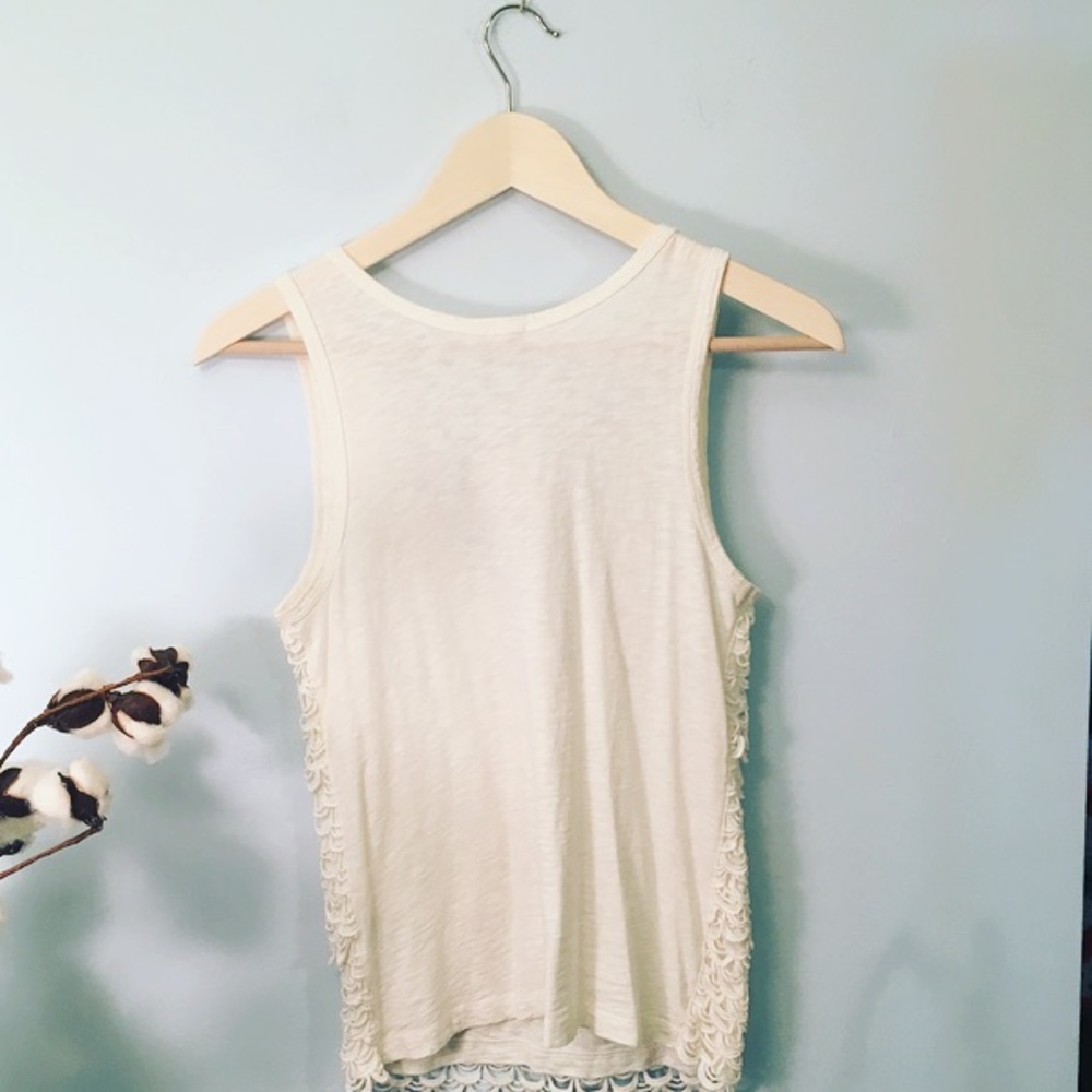 J. Crew authentic white fringe Tank soft Sz Small - Picture 3 of 7